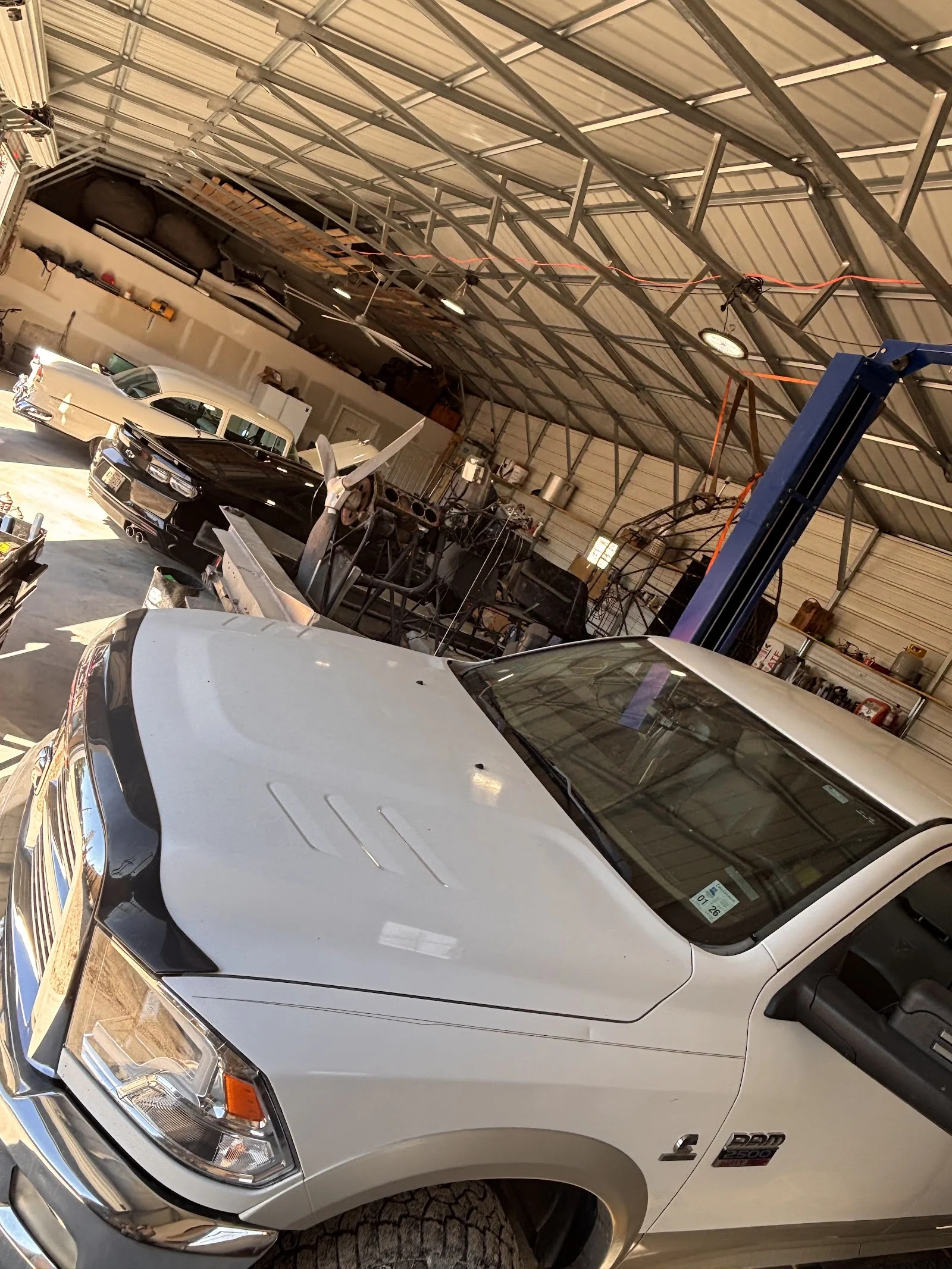 Truck in the repair bay at Plaisance Auto LLC